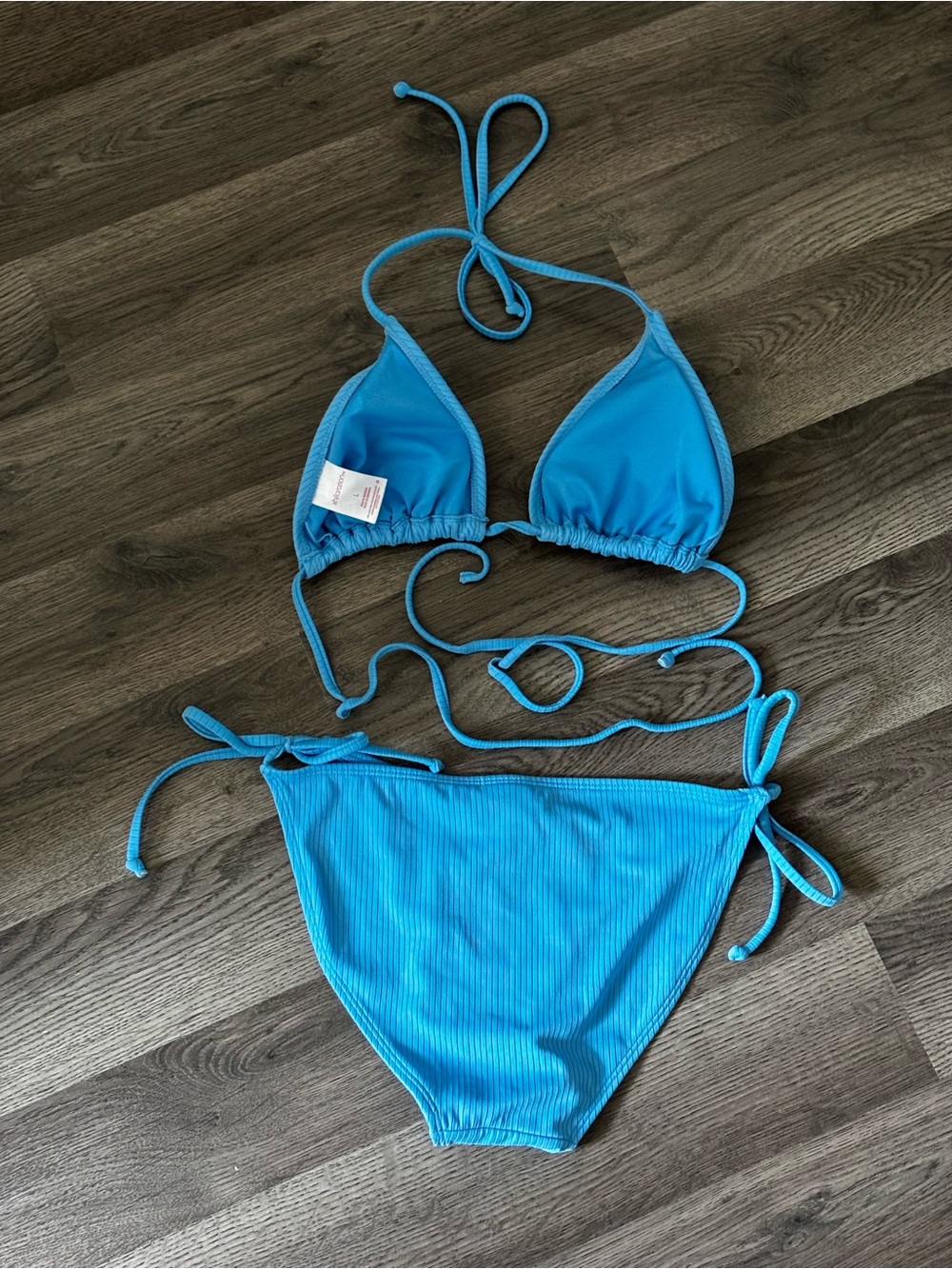 Xhilaration blue Ribbed Swim Top and Bottom Set - Picture 2 of 7